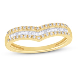 Now + Forever Diamond Anniversary Ring 1/4 ct tw Round/Baguette 10K Yellow Gold