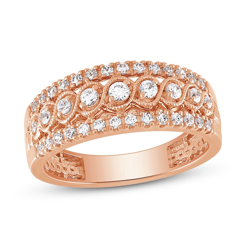 Main Image 1 of Diamond Anniversary Ring 1/2 ct tw Round-cut 10K Rose Gold