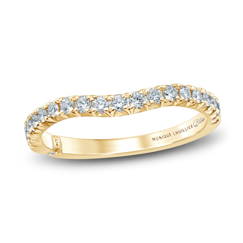 Main Image 1 of Monique Lhuillier Bliss Diamond Contour Wedding Band 1/3 ct tw Round-cut 18K Yellow Gold