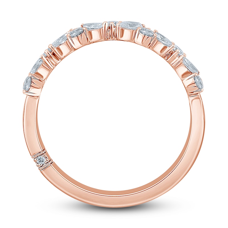 Main Image 4 of Monique Lhuillier Bliss Diamond Wedding Band 1/2 ct tw Marquise & Round-cut 18K Rose Gold