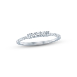 Now + Forever Diamond Anniversary Ring 1/5 ct tw Round & Baguette-cut 10K White Gold