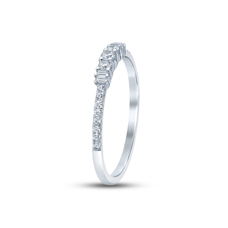 Main Image 2 of Now + Forever Diamond Anniversary Ring 1/5 ct tw Round & Baguette-cut 10K White Gold