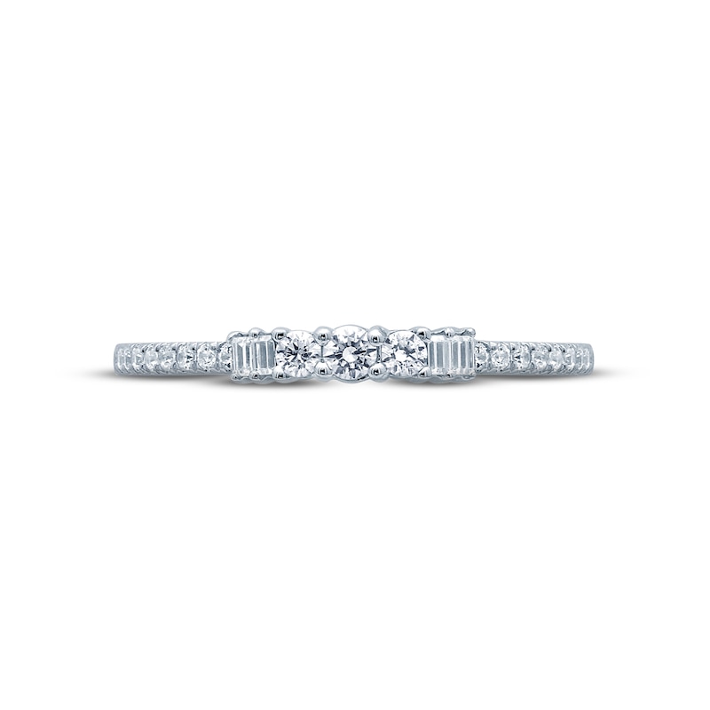 Main Image 3 of Now + Forever Diamond Anniversary Ring 1/5 ct tw Round & Baguette-cut 10K White Gold