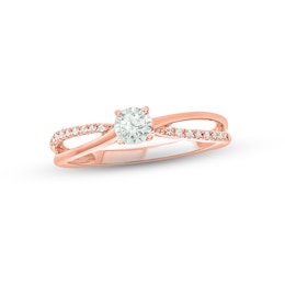 Diamond Split Shank Promise Ring 1/6 ct tw 10K Rose Gold