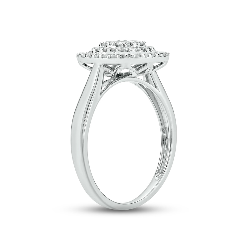 Diamond Promise Ring 1/2 ct tw Round & Baguette-cut 10K White Gold