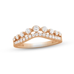 Diamond Contour Anniversary Ring 1/2 ct tw Round-cut 14K Rose Gold