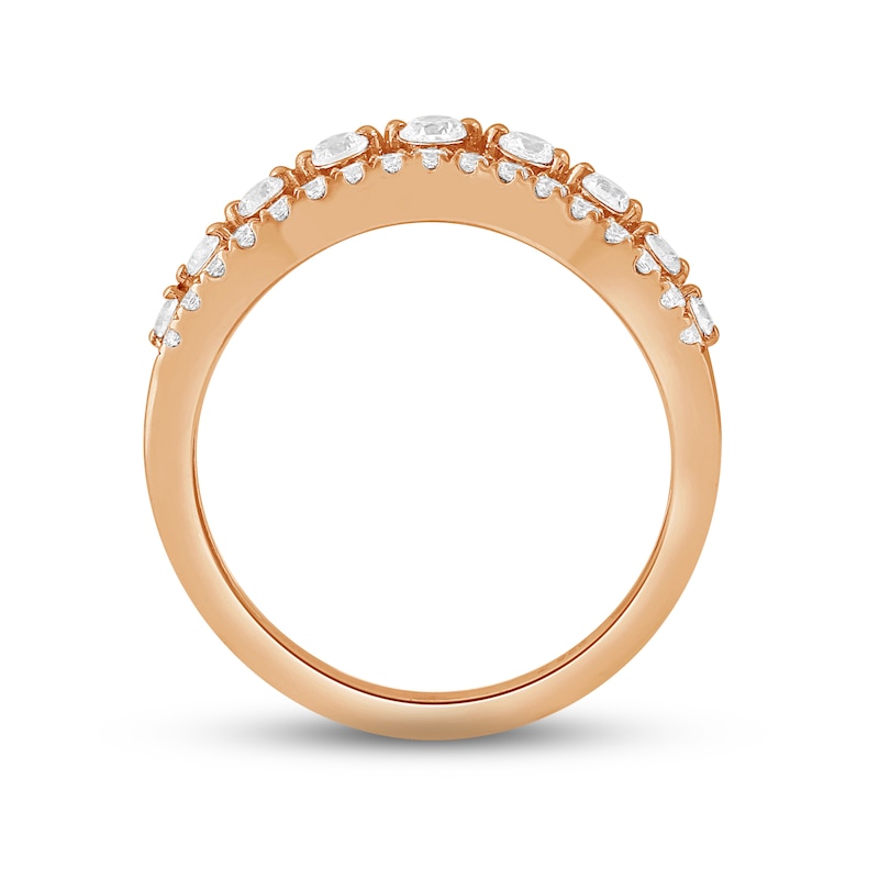 Main Image 3 of Diamond Contour Anniversary Ring 1/2 ct tw Round-cut 14K Rose Gold