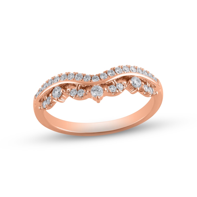 Diamond Contour Anniversary Ring 1/3 ct tw Round-cut 14K Rose Gold