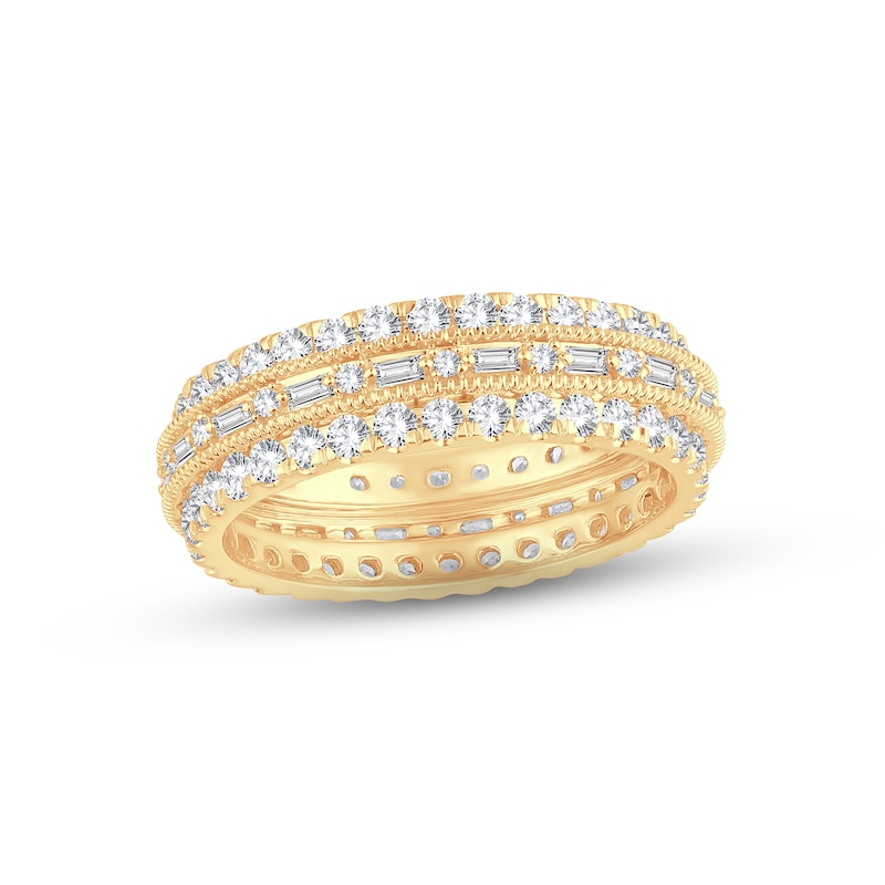 Main Image 1 of Diamond Eternity Anniversary Ring 1-1/2 ct tw Round & Baguette-cut 14K Yellow Gold