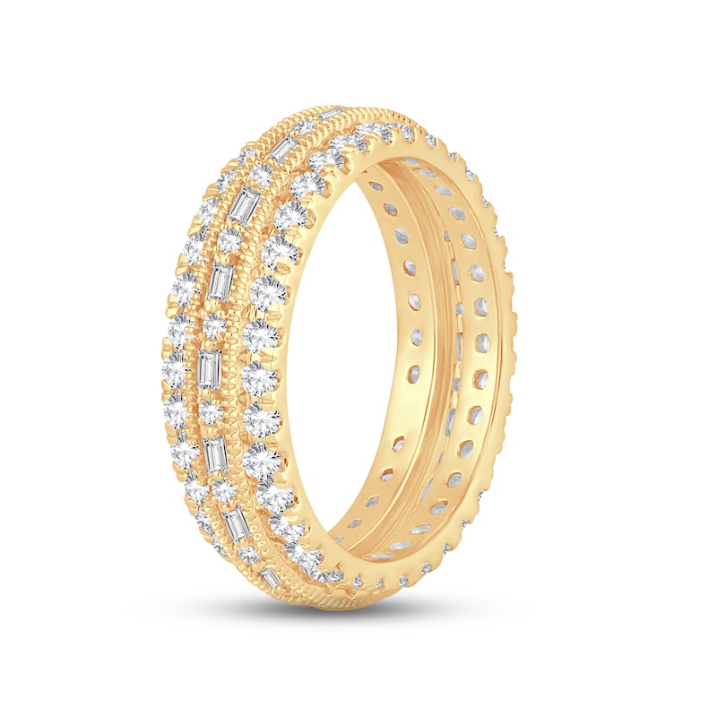 Main Image 2 of Diamond Eternity Anniversary Ring 1-1/2 ct tw Round & Baguette-cut 14K Yellow Gold