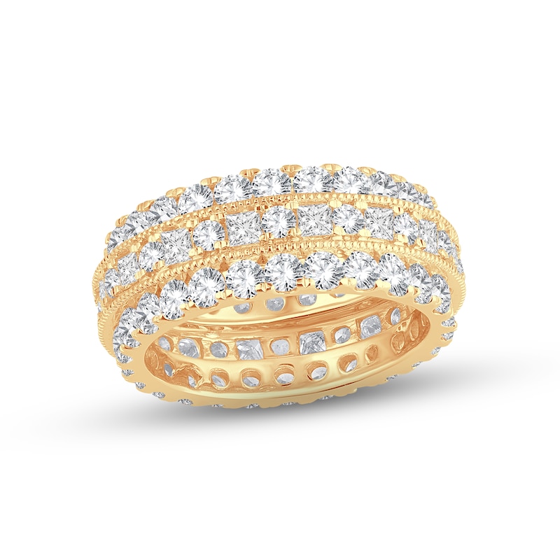 Main Image 1 of Diamond Eternity Anniversary Ring 4 ct tw Round & Princess-cut 14K Yellow Gold