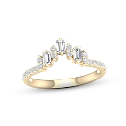 Diamond Contour Anniversary Ring 1/3 ct tw Baguette & Round-cut 10K Yellow Gold