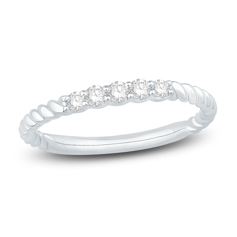 Main Image 1 of Diamond Rope Anniversary Ring 1/5 ct tw Round-cut 10K White Gold