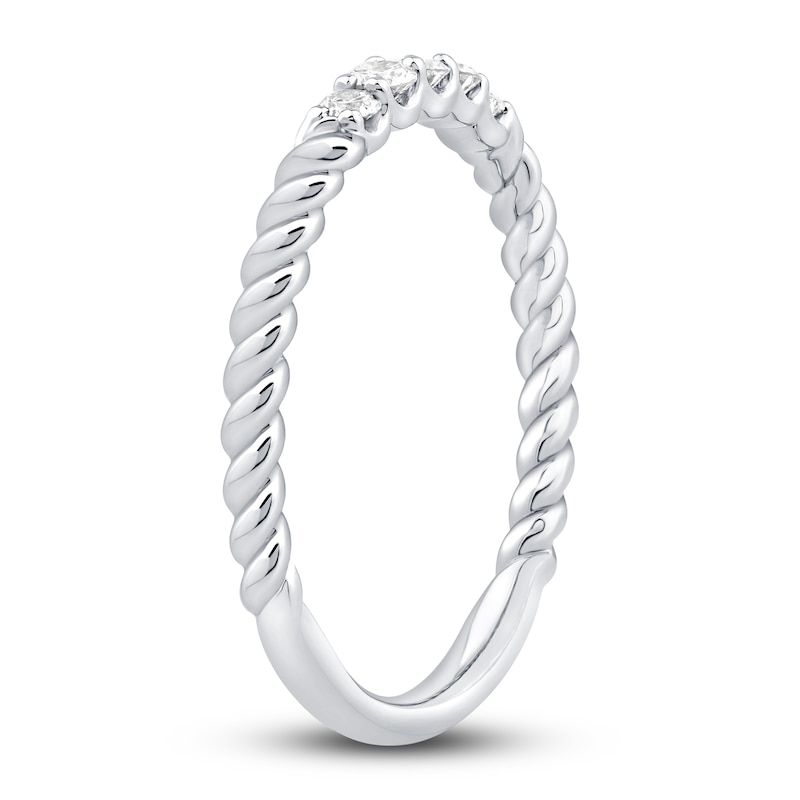 Main Image 2 of Diamond Rope Anniversary Ring 1/5 ct tw Round-cut 10K White Gold