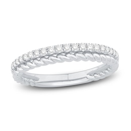 Now + Forever Diamond Rope Anniversary Ring 1/4 ct tw Round-cut 10K White Gold