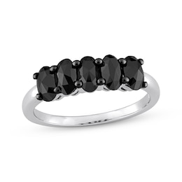 Black Diamond Anniversary Band 1-1/4 ct tw Oval-cut 10K White Gold