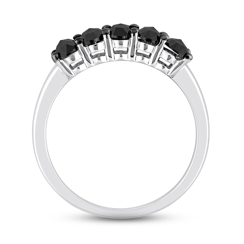 Main Image 3 of Black Diamond Anniversary Band 1-1/4 ct tw Oval-cut 10K White Gold