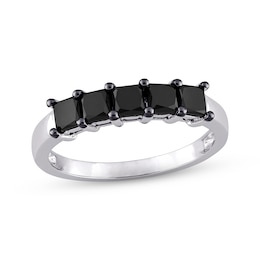 Black Diamond Anniversary Band 1-1/4 ct tw Princess-cut 10K White Gold