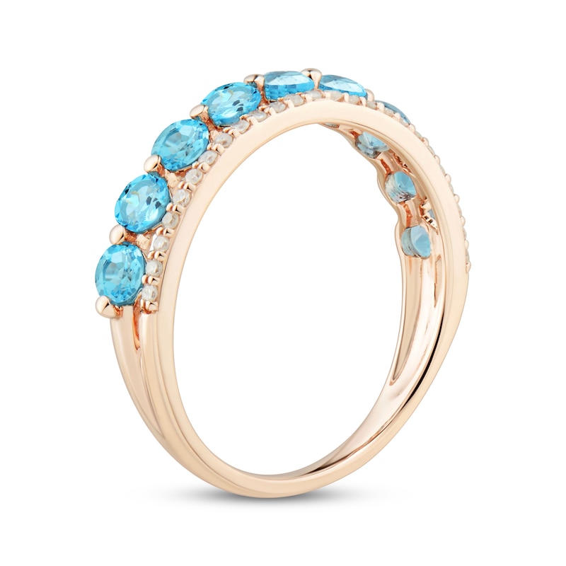 Main Image 2 of Swiss Blue Topaz & Diamond Anniversary Band 1/10 ct tw Round-cut 10K Rose Gold