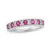 Thumbnail Image 0 of Garnet & Diamond Anniversary Band 1/20 ct tw Round-cut 10K White Gold