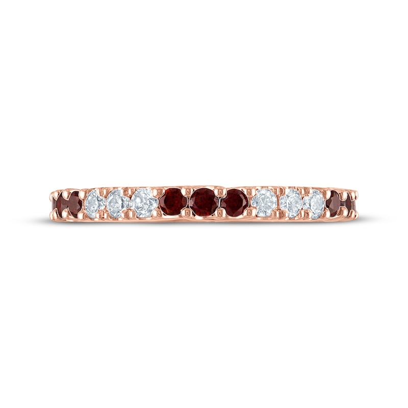 Main Image 3 of Garnet & Diamond Alternating Anniversary Band 1/5 ct tw Round-cut 10K Rose Gold