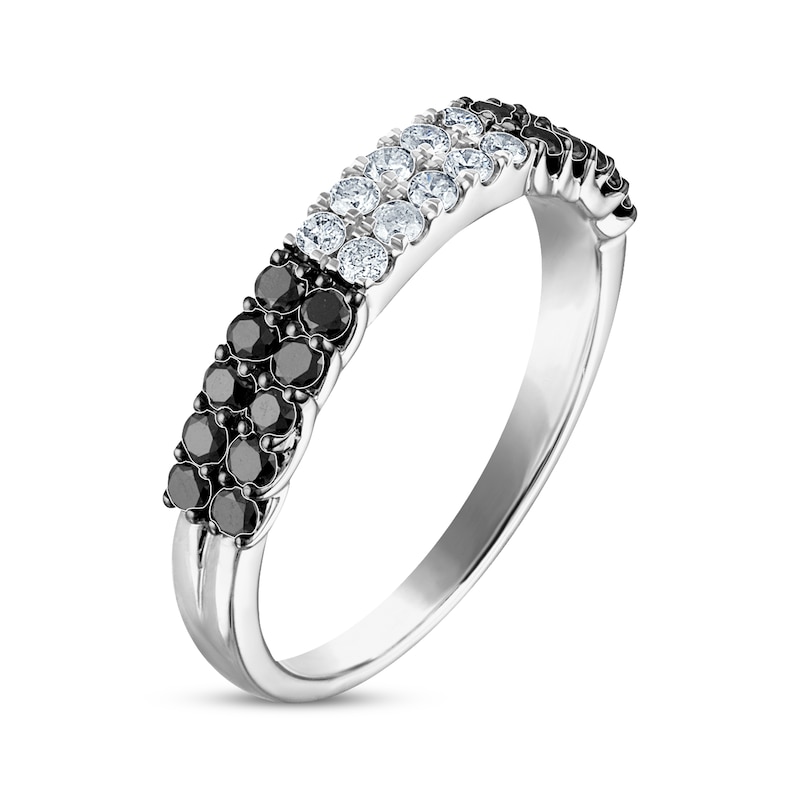 Main Image 2 of Black & White Diamond Anniversary Band 5/8 ct tw Round-cut 10K White Gold