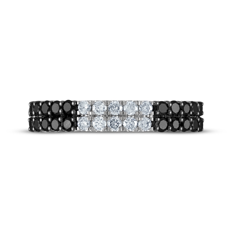 Main Image 3 of Black & White Diamond Anniversary Band 5/8 ct tw Round-cut 10K White Gold