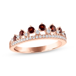 Now + Forever Garnet & Diamond Anniversary Band 1/5 ct tw Round-cut 10K Rose Gold