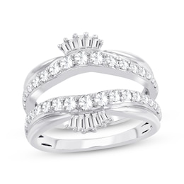 Baguette & Round-Cut Diamond Enhancer Ring 1 ct tw 14K White Gold