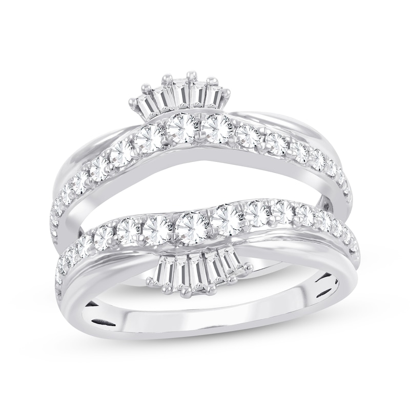 Main Image 1 of Baguette & Round-Cut Diamond Enhancer Ring 1 ct tw 14K White Gold