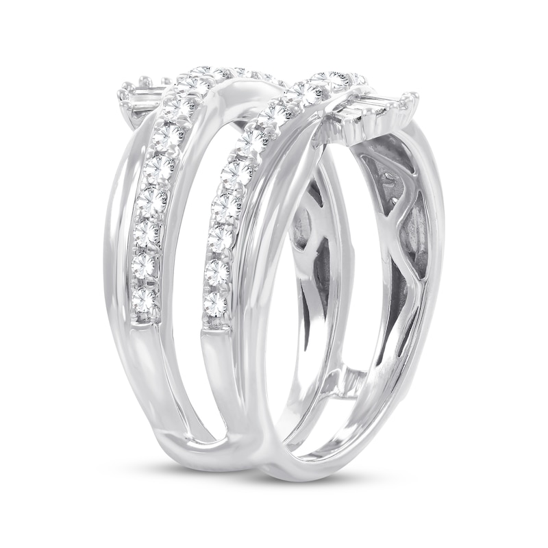 Main Image 2 of Baguette & Round-Cut Diamond Enhancer Ring 1 ct tw 14K White Gold