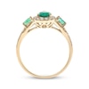 Thumbnail Image 1 of Pear-Shaped & Baguette-Cut Emerald & Diamond Ring 1/5 ct tw 10K Yellow Gold