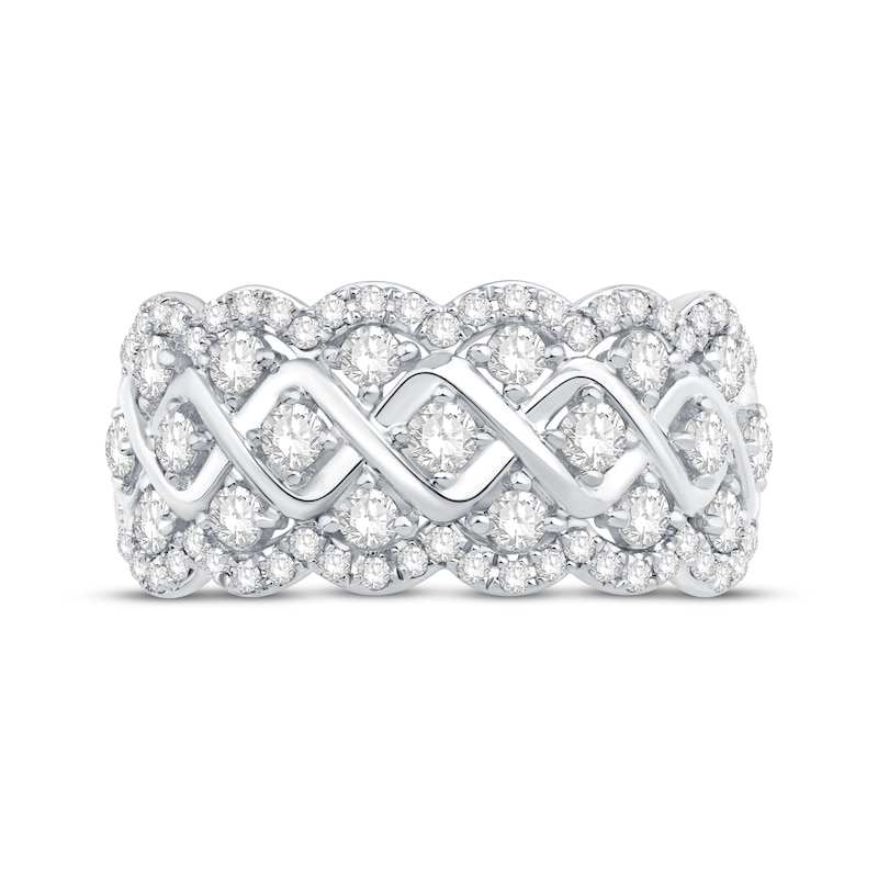 Main Image 3 of Diamond Scalloped Anniversary Band 1 ct tw 14K White Gold