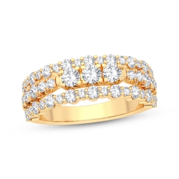 Diamond Three-Row Anniversary Band 1 ct tw Round-cut 14K Yellow Gold