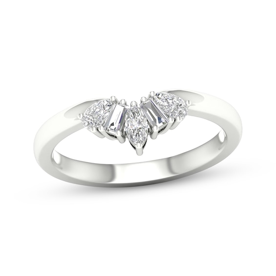 Marquise & Baguette-Cut Diamond Enhancer Ring 1/3 ct tw 14K White Gold