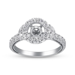 Marquise and Round-Cut Diamond Ring Setting 1 ct tw 14K White Gold