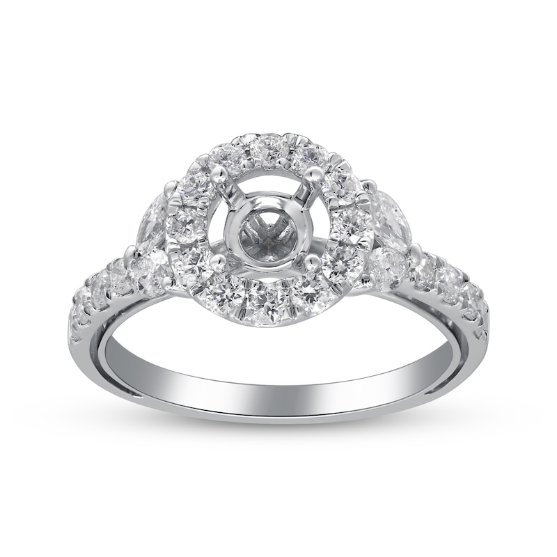 Main Image 1 of Marquise and Round-Cut Diamond Ring Setting 1 ct tw 14K White Gold