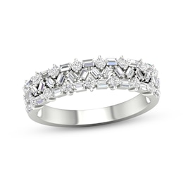 Now + Forever Baguette & Round-Cut Diamond Anniversary Band 1/2 ct tw 14K White Gold