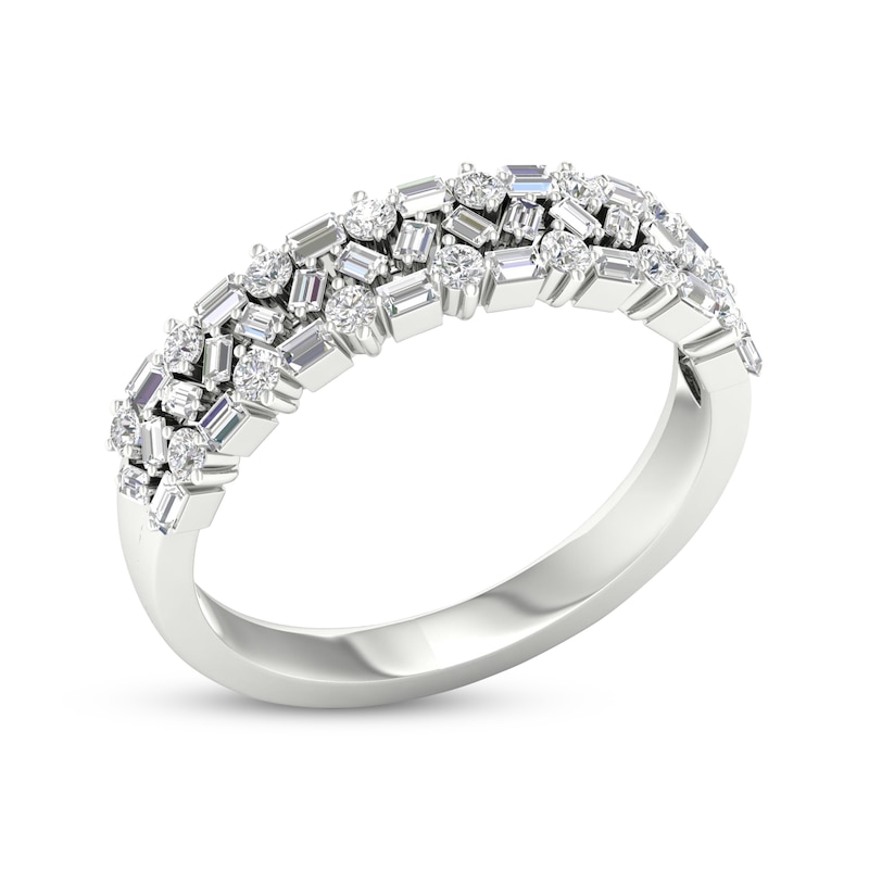 Main Image 2 of Baguette & Round-Cut Diamond Anniversary Band 1/2 ct tw 14K White Gold