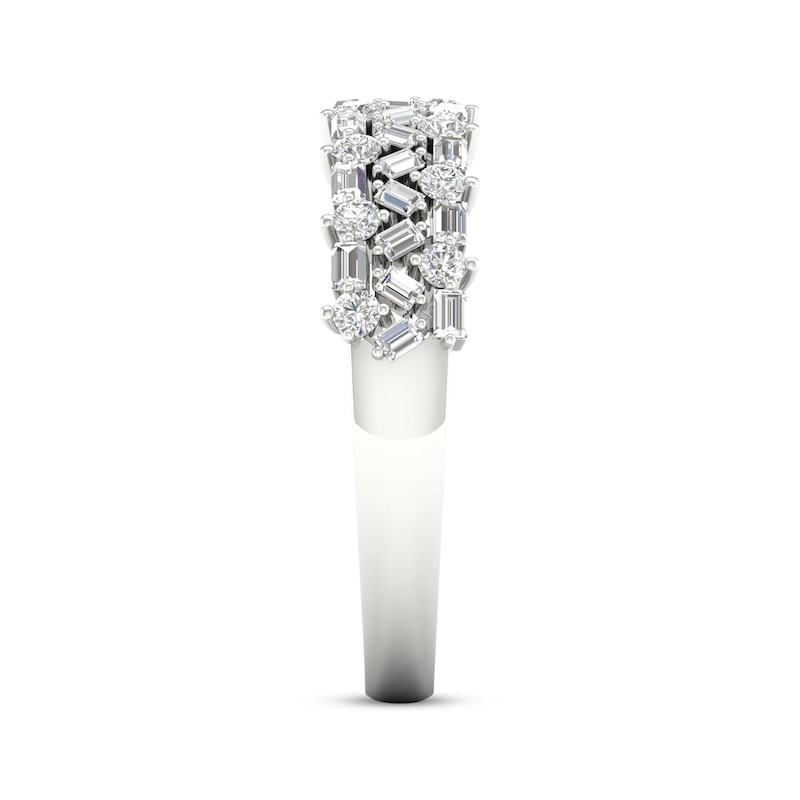 Main Image 3 of Baguette & Round-Cut Diamond Anniversary Band 1/2 ct tw 14K White Gold