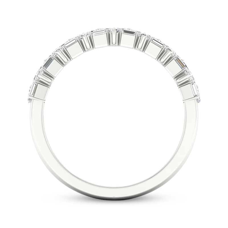 Main Image 4 of Baguette & Round-Cut Diamond Anniversary Band 1/2 ct tw 14K White Gold