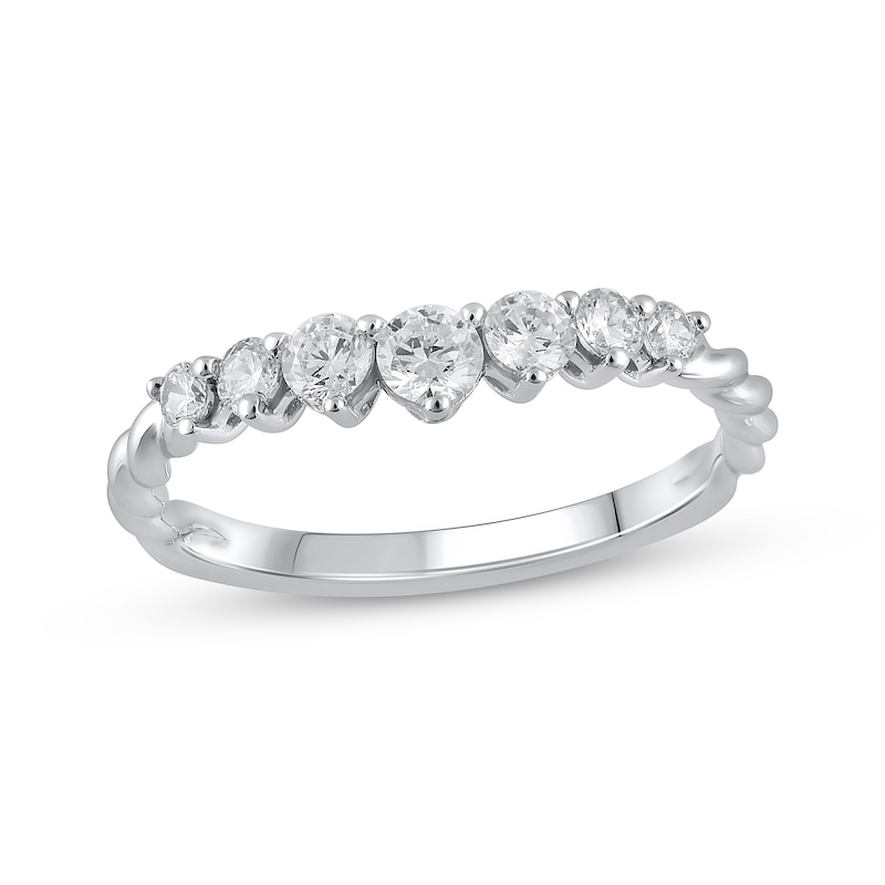 Main Image 1 of Diamond Twist Anniversary Band 1/2 ct tw Round-cut 14K White Gold