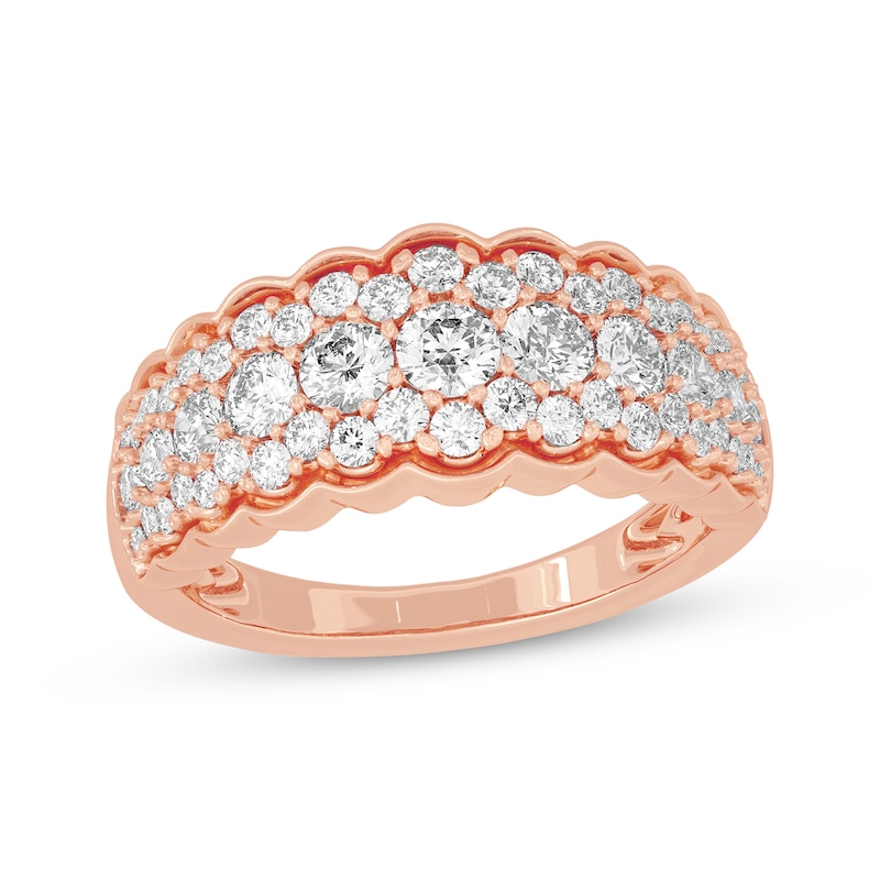 Round-Cut Diamond Scallop-Edged Anniversary Band 1-1/2 ct tw 10K Rose ...