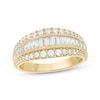 Thumbnail Image 0 of Baguette & Round-Cut Diamond Three-Row Anniversary Band 1 ct tw 14K Yellow Gold