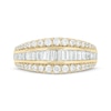 Thumbnail Image 3 of Baguette & Round-Cut Diamond Three-Row Anniversary Band 1 ct tw 14K Yellow Gold