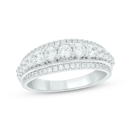 Now + Forever Round-Cut Diamond Three-Row Anniversary Band 1 ct tw 14K White Gold