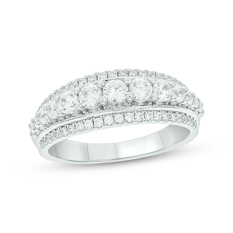 Main Image 1 of Round-Cut Diamond Three-Row Anniversary Band 1 ct tw 14K White Gold