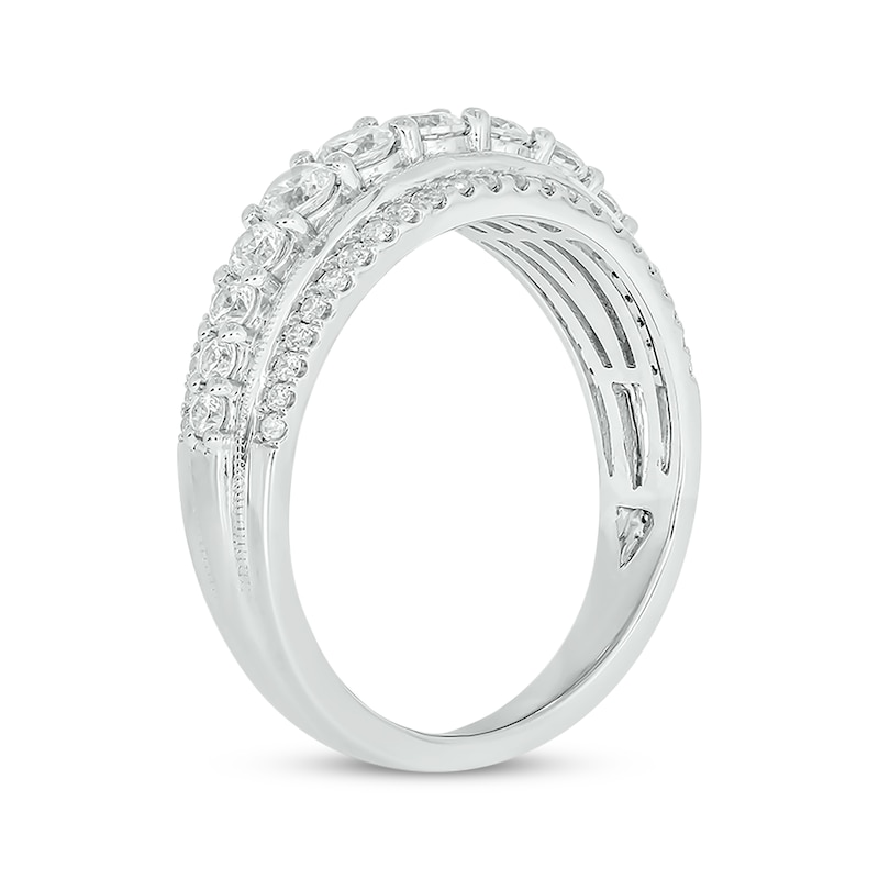 Main Image 2 of Now + Forever Round-Cut Diamond Three-Row Anniversary Band 1 ct tw 14K White Gold