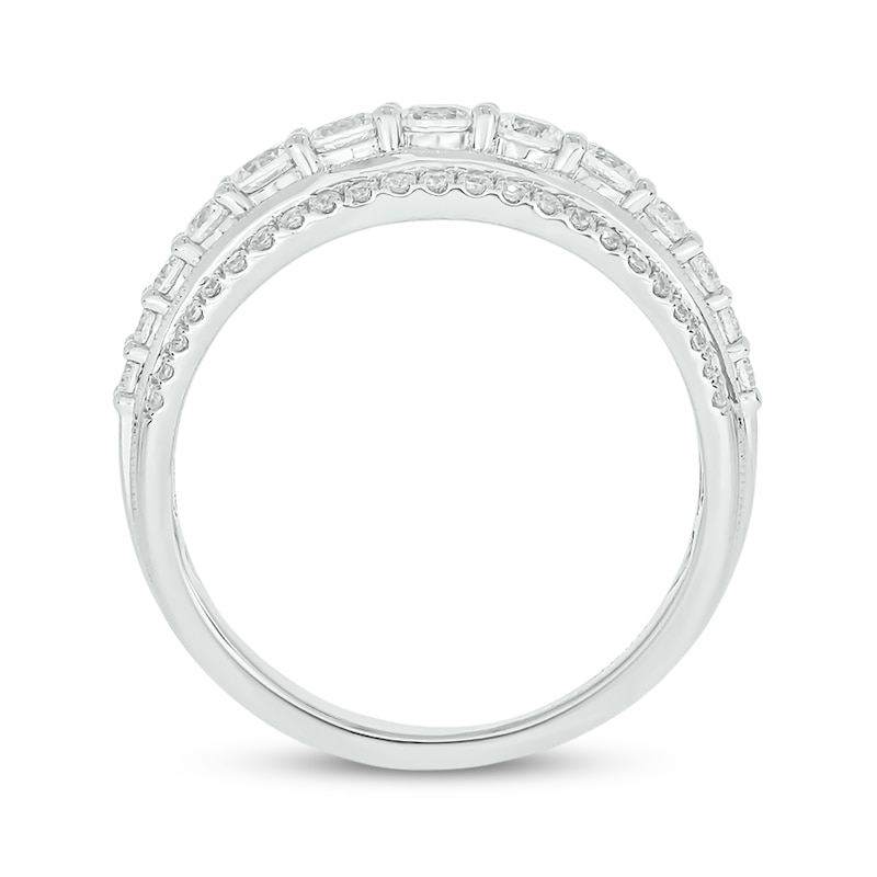 Main Image 3 of Now + Forever Round-Cut Diamond Three-Row Anniversary Band 1 ct tw 14K White Gold