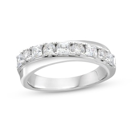 Princess & Round-Cut Diamond Anniversary Band 1 ct tw 14K White Gold